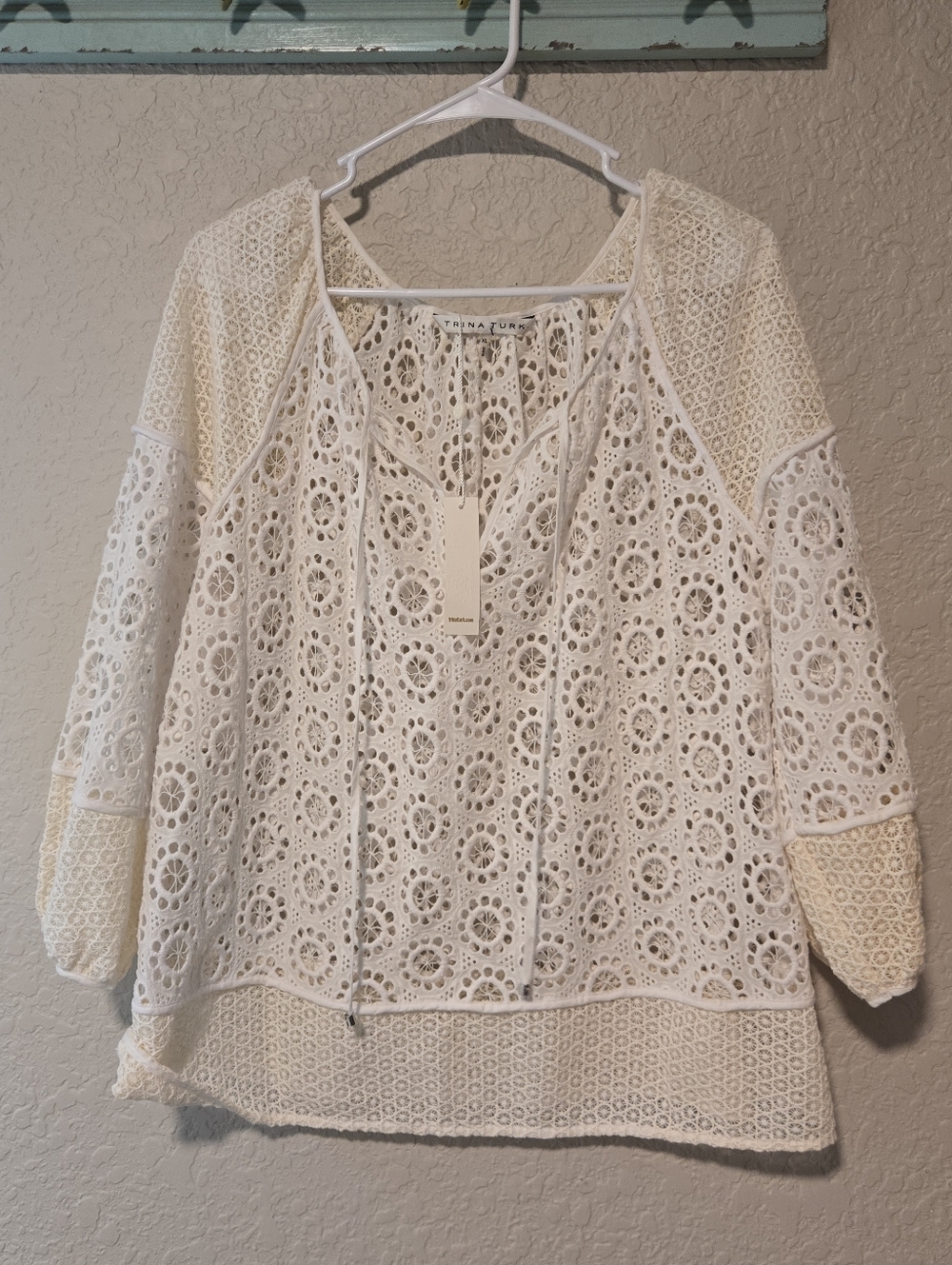 Trina Turk Ivory Chrochet Top